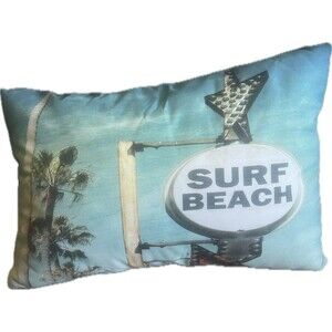 Indoor Outdoor Rectangular SURF BEACH Throw Pillow Palm Trees 19.5” X 13.5”